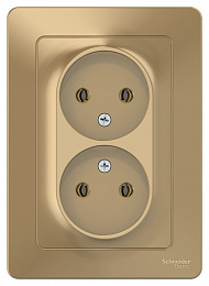 Розетка двойная, без заземления, без шторок, С/У, 16А, 250В (титан) Blanca Systeme Electric. Вид 1