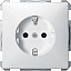 Розетка 16А с заземлением, со шторками, qf sd (полярный белый) Merten Schneider Electric. Вид 1.