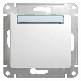 Кнопка нажимная с табличкой, сх.1, механизм (белый) Glossa Schneider Electric. Вид 1