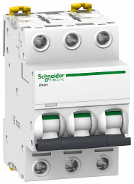 iC60H 3P 2А Автоматический выключатель 3-полюсный, 2А, 10кА (хар-ка D) Schneider Electric. Вид 1