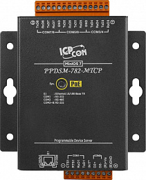 Программируемый сервер устройств, 7xRS-232, 1xRS-485, Power over Ethernet, Modbus, металлический корпус ICP DAS. Вид 1