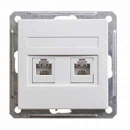 Розетка двойная телефонная RJ11, 160В, 1А, механизм (белый) Wessen 59 Schneider Electric. Вид 1