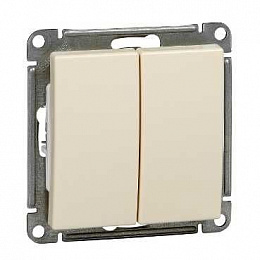 Выключатель 2-клавишный, 10АХ, механизм (слоновая кость) Wessen 59 Systeme Electric. Вид 1
