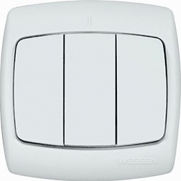 Выключатель 3-клавишный, С/У, 10А, 250В (белый) Рондо Systeme Electric. Вид 1