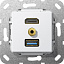 Розетка HDMI+USB+mini-jack (белый) System 55 Gira. Вид 1.