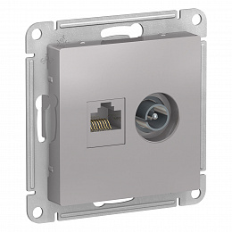 Розетка двойная TV + компьютерная RJ45, кат. 5Е (алюминий) Atlas Design Systeme Electric. Вид 1