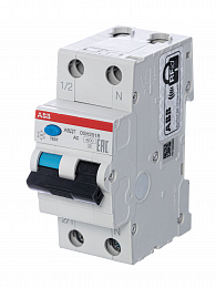 DSH201R C10 30мА Дифф. автомат 1P+N 10A 30mA, тип АC, 4.5kA, (хар-ка C) ABB. Вид 1