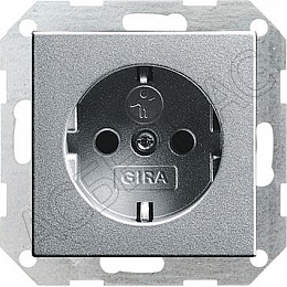 Розетка с зазеслением, со шторками (алюминий) System 55 GIRA. Вид 1