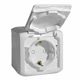 Розетка 2К+З с защитными шторками, с крышкой 250В IP44, (белая) Quteo Legrand