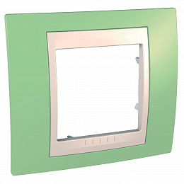 Рамка 1-постовая (зелёное яблоко/бежевый) Unica Хамелеон Schneider Electric. Вид 1