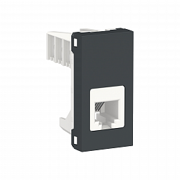 Розетка телефонная, RJ12, одиночная, 1 модуль (антрацит) Unica Modular Schneider Electric. Вид 1