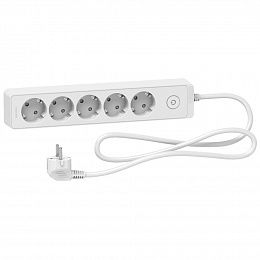 Удлинитель 5 розеток 2к+з, кабель 1,5м Unica Extend (белый) Schneider Electric. Вид 1