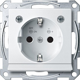 Розетка SCHUKO с мод.светод.подсв (белый) Merten Schneider Electric. Вид 1