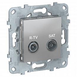 Розетка R-TV/SAT проходная (алюминий) Unica New Schneider Electric. Вид 1