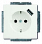 20 EUCBUSB-84-500 Розетка SCHUKO 16А 250В с защитными шторками, с USB 700мА, серия Future/Axcent/Carat/Династия, альпийский АВВ. Вид 1.