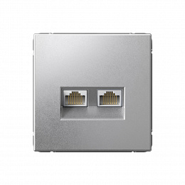 Розетка двойная компьютерная RJ45+RJ45, кат.6А, механизм (алюминий) ARTGALLERY Systeme Electric. Вид 1
