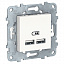Розетка USB, 2-х местная, 5B/2100ма (белый) Unica New Schneider Electric. Вид 1.