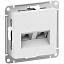Розетка двойная компьютерная RJ45+RJ45, кат.6А, механизм (белый) AtlasDesign Systeme Electric. Вид 1.