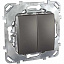 Выключатель 2-клавишный, сх.5 (графит) Unica Top Schneider Electric. Вид 1.