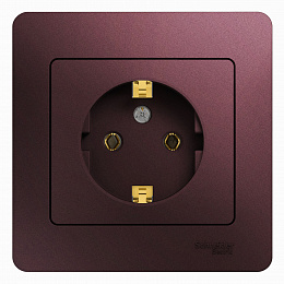 Розетка с заземлением,16А, 250В, в сборе,баклажановый Glossa Systeme Electric. Вид 1