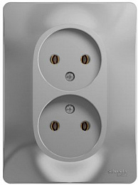 Розетка двойная без заземления,16А, в сборе (алюминий) Glossa Systeme Electric. Вид 1