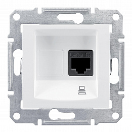 Розетка компьют., RJ45, одиноч.,кат. 6, неэкран. utp, с пруж. заж (белый) Sedna Schneider Electric. Вид 1