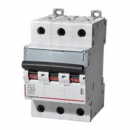 DX3-E Автоматический выключатель 3-полюсный 63A 6kA (хар-ка C) Legrand. Вид 1