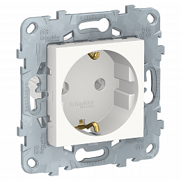 Розетка с заземлением, без шторок, винтовой зажим, 16А, 250В (белый) Unica New Schneider Electric. Вид 1