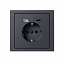 Розетка силовая 16 A с зарядкой USB A+C 3 A (антрацит) Merten D-Life Schneider Electric. Вид 2.