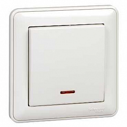 Выключатель 1-клавишный, с подсв. 10АХ, в сборе (белый) Wessen 59 Systeme Electric. Вид 1