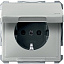 Розетка 16А с заземлением, c крышкой IP44, qf sd (сталь) Merten Schneider Electric. Вид 1.