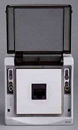 Розетка RJ45, кат. 6, ftp, о/у, в сборе IP55 (серый) Mureva Schneider Electric. Вид 1
