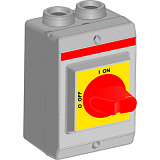 Рубильник в боксе OTP16KA3M1 до 16А 3х-полюсный, красно-желтая ручка, резьба 4xM20 ABB