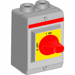 Рубильник в боксе OTP16KA3M1 до 16А 3х-полюсный, красно-желтая ручка, резьба 4xM20 ABB. Вид 1