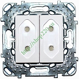 Розетка 2-модульная, без зазем., со шторками, 10 А, винт. зажим (белый) Unica Schneider Electric