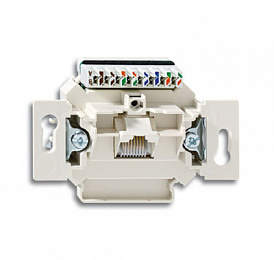 221-507 Механизм 1-постовой компьютерной/телефонной розетки UAE, 8 полюсов, RJ45, категория 6е, неэкранир, до 250 МГц ABB. Вид 1