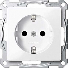 Розетка с заземлением, со шторками, sm (активный белый) Merten Schneider Electric. Вид 1