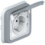 Розетка 2К+З немецкий стдандарт (серый) IP55 Plexo,винтовые клеммы, Legrand