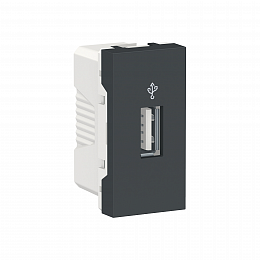 Розетка USB, 1 модуль (антрацит) Unica Modular Schneider Electric. Вид 1