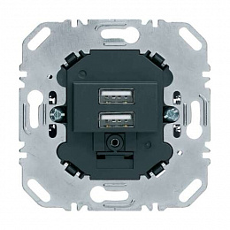 Розетка 2xUSB, 230 V, 3.0A, механизм (антрацит) Berker. Вид 1