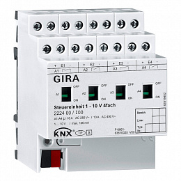 Модуль управления KNX 1 – 10 В, 4-местный с ручным управлением Gira. Вид 1