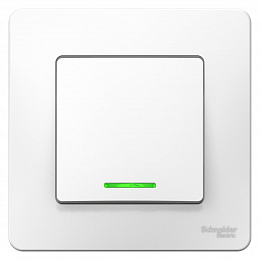 Выключатель 1-клавишный С/У, (cх.1) с подсветкой, 10А, 250В (белый) Blanca Systeme Electric. Вид 1