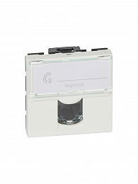 Розетка компьютерная RJ-45 UTP 8 контактов кат.5е (2 модуля) Mosaic Legrand. Вид 1