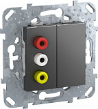 Розетка 3 RCA (графит) Unica Top Schneider Electric