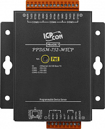 Программируемый сервер устройств, 4xRS-232, 1xRS-485, Power over Ethernet, Modbus, металлический корпус ICP DAS. Вид 1