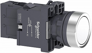 Кнопка белая с подсветкой СLED,220В 1НО Schneider Electric. Вид 1