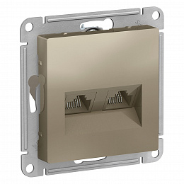 Розетка двойная компьютерная RJ45+RJ45, кат.5E, механизм (шампань) Atlas Design Systeme Electric. Вид 1