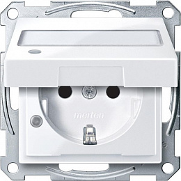 Розетка с крышк.и полем для надп.и индик, qf sm (активный белый) Merten Schneider Electric. Вид 1