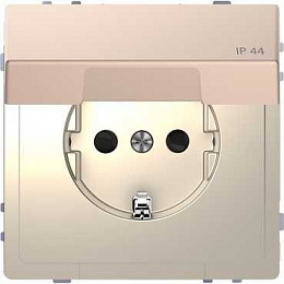 Розетка 16А с з/к и крышкой IP44 (шампань) Merten D-Life Schneider Electric. Вид 1