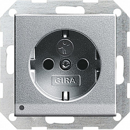 Розетка с заземлением (алюминий) System 55 Gira. Вид 1